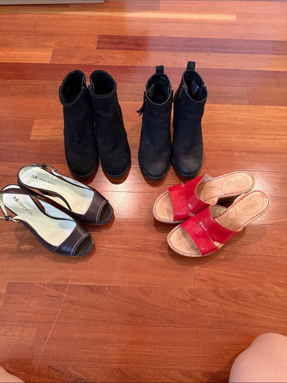 Sandals (Born, Anne Klein) & Black Suede  Booties Shoe Bundle